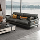 Contemporary Genuine Leather Flared Arm Sofa For Living Room