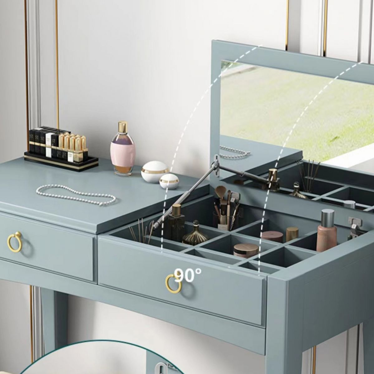 29.52 "H tocador de tocador de tocador de madera maciza con espejo