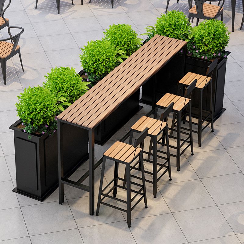 Wood Bar Dining Table Modern Rectangle Bar Table with Trestle Pedestal for Cafe Balcony Clearhalo 'Bar Furniture' 'Bar Tables' 'bar_tables' 'furn' 'furn_bar_tables' 'Furniture' 'Kitchen & Dining Furniture' 1200x1200_d533fadc-4516-4af9-8864-5fe5a5ac3cef