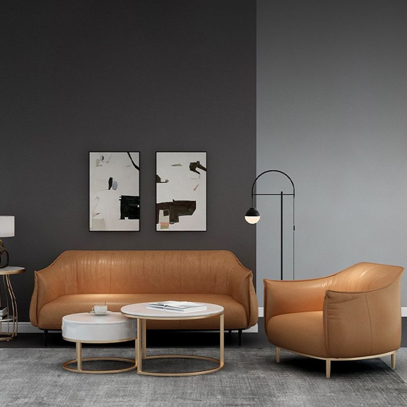 Canapé standard en cuir contemporain bras carré canapé arrière serré