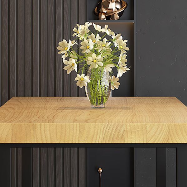 Industriële eettafel op schraagbasis Rechthoekige massief houten eettafel