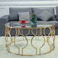Contemporary Round Glass Coffee Table Brass Metal Frame 1 Single Cocktail Table Clearhalo 'Coffee & Accent Tables' 'Coffee Tables' 'coffee_tables' 'furn' 'furn_coffee_tables' 'Furniture' 'Living Room Furniture' 1200x1200_d534f1a6-4a7b-42b3-8c24-fc7cbc4f8993