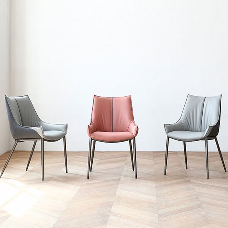 Sedie da pranzo in pelle finta contemporanea sedie laterali con gambe in metallo per cucina