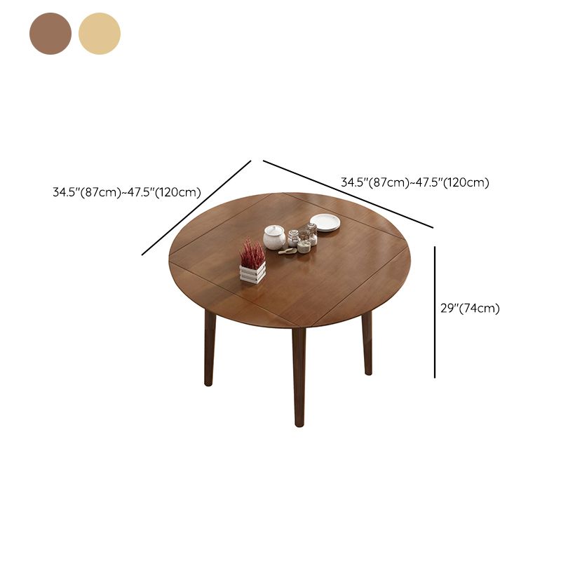 Round Home Kitchen Dinner Furniture Drop Leaf Rubberwood Solid Wood Dining Table Clearhalo 'Dining Tables & Seating' 'Dining Tables' 'dining_table' 'furn' 'furn_dining_table' 'Furniture' 'Kitchen & Dining Furniture' 1200x1200_d535c6bc-2c8d-4968-a372-7a36c5ca28da