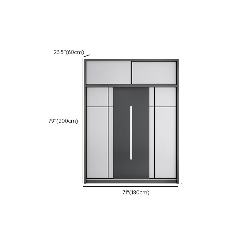 Gray Contemporary Wardrobe Armoire with Drawer Wooden Wardrobe Cabinet Clearhalo 'Armoires & Wardrobes' 'armoires_wardrobes' 'Bedroom Furniture' 'furn' 'furn_armoires_wardrobes' 'Furniture' 1200x1200_d5365ce6-faff-4079-b842-37a2ea39b543