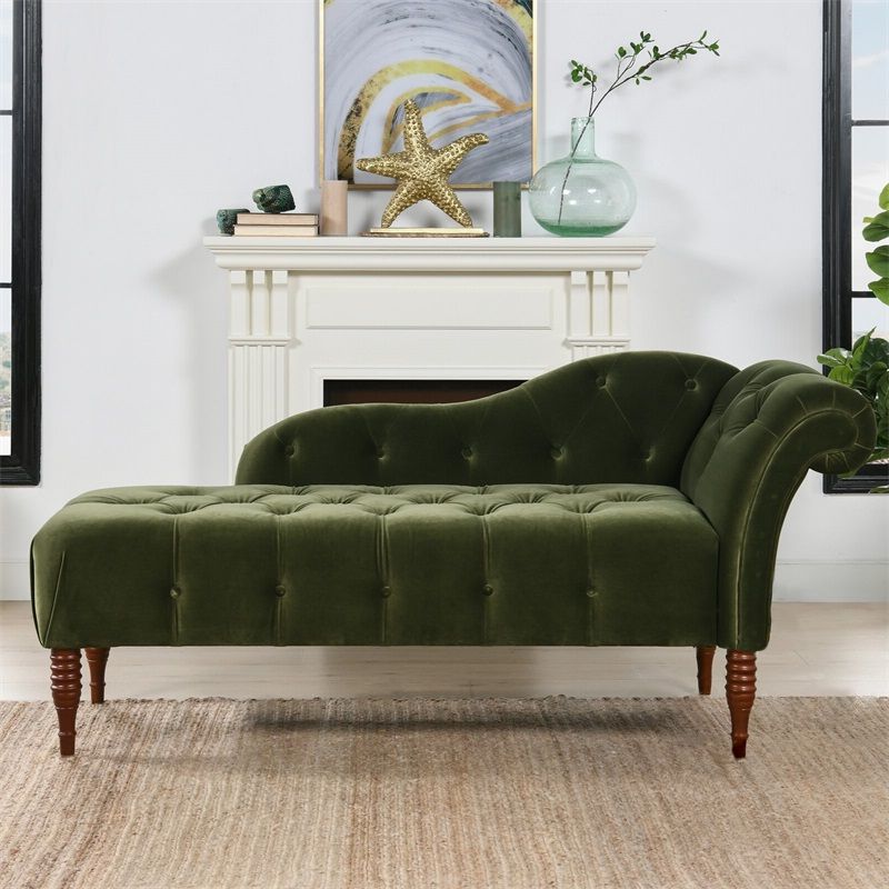 Chaise de brazos enrollados para sala de estar Chaise tapizado de terciopelo de estilo moderno