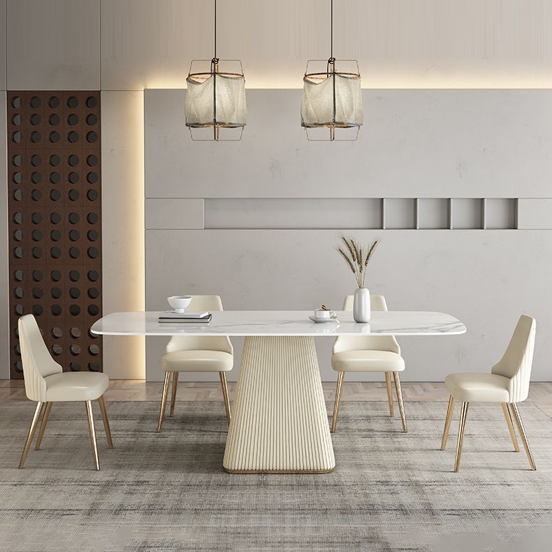 Nordic 1/2/5/7 Pieces Dining Set Sintered Stone White Table with Leather Chairs Dining Set Clearhalo 'Dining Room Sets' 'Dining Tables & Seating' 'dining_room_set' 'furn' 'furn_dining_room_set' 'Furniture' 'furniture_dining_room_set' 'Kitchen & Dining Furniture' 'kitchen&dining_furn' 'kitchen' 1200x1200_d53764f1-3e04-4f92-a19c-e0ee4af64f97