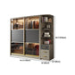 Brown Glass Door Storage Cabinet Contemporary Sliding Door Wardrobe for Home