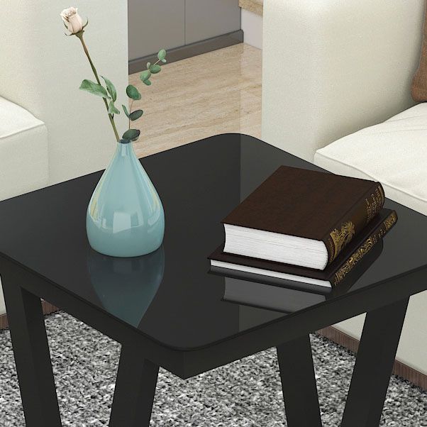 Tavolo laterale superiore in vetro quadrato 23,6 "TASK BASE TRESTOLE ALLA ACCIAIO con scaffale