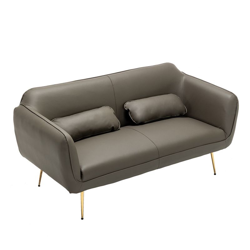 Mid-Century Modern Faux Leather Sofa 31.1" H Sloped Arm Loveseat Clearhalo 'Furniture' 'furniture_sofas' 'kitchen' 'kitchen_sofas' 'Living Room Furniture' 'Sofa' 'sofas' 1200x1200_d53b05fb-efa4-4d8f-99cb-c7cc40d4c6a4