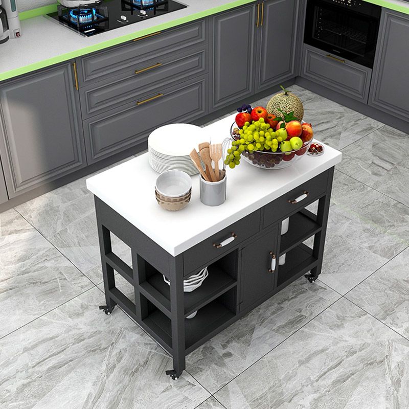 Rectangular Kitchen Trolley Modern Dining Room Prep Table with Drawer Clearhalo 'furn' 'furn_kitchen_islands_carts' 'Furniture' 'Kitchen & Dining Furniture' 'Kitchen Islands & Carts' 'kitchen_islands_carts' 1200x1200_d53e6335-ebb8-43c5-932d-e08795fe923a