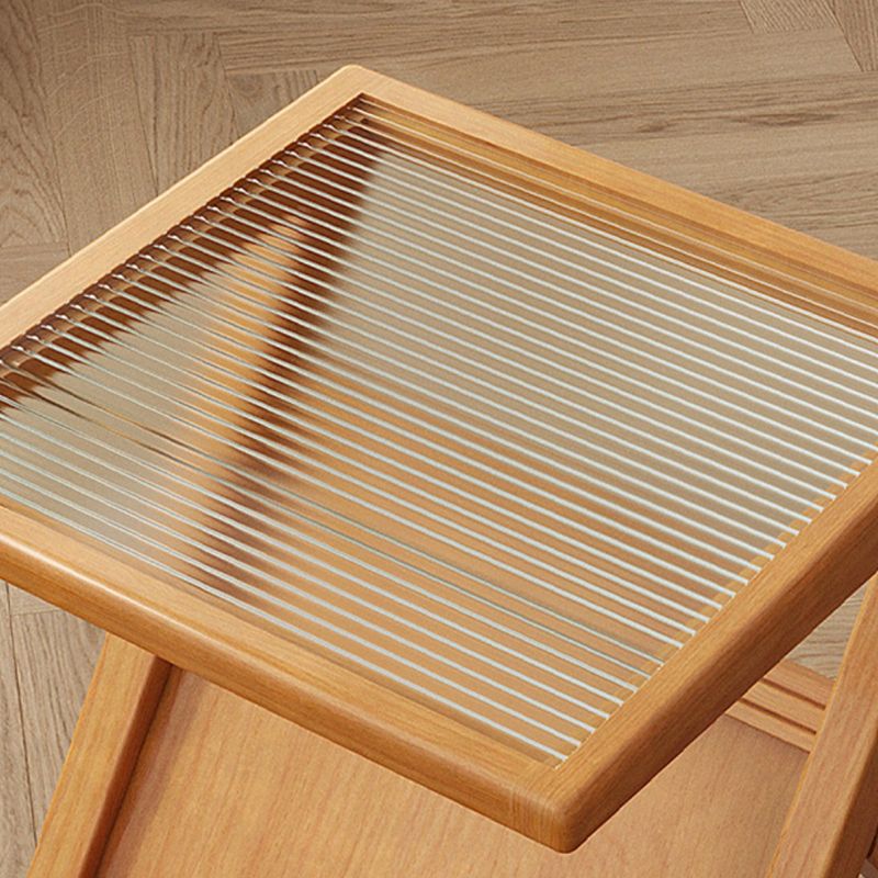 Mesa de deslizamiento de la base de la base de la madera maciza modernista Mesa de vidrio geométrico Topil final