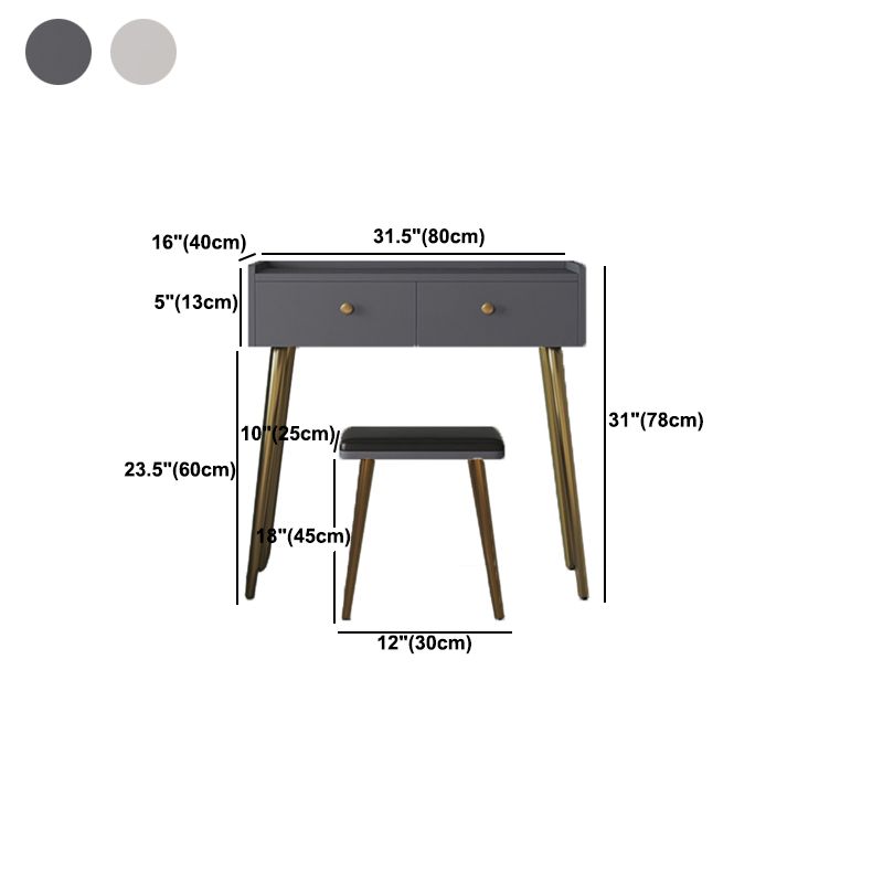 Tavolo da trucco rettangolare Top Vanity - Tavolo da trucco bianco/grigio alto 30,7 "