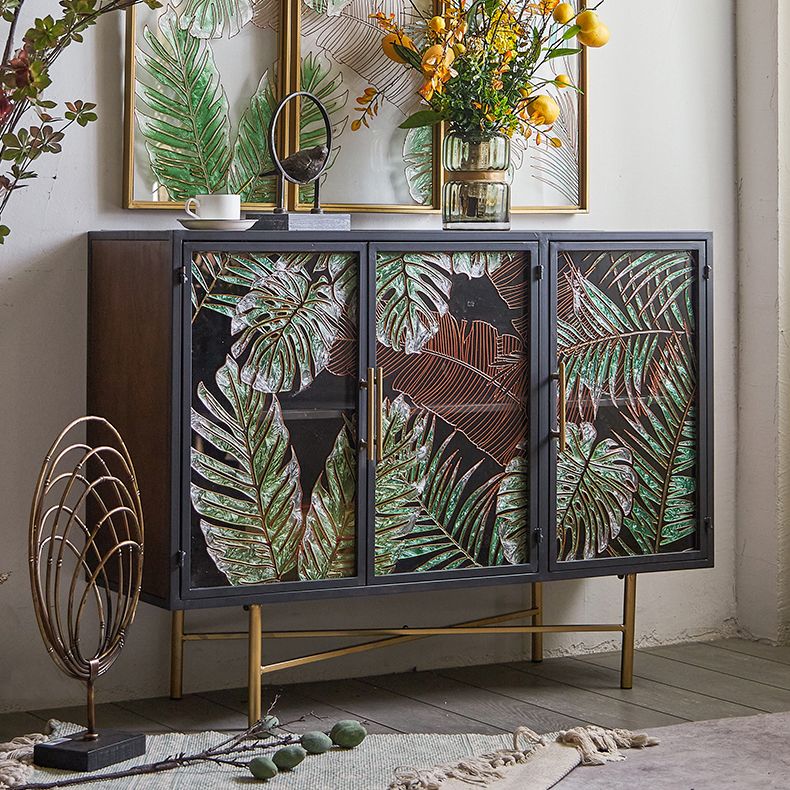 Tradizionale mobile in legno in porcellana in vetro con porte con porte