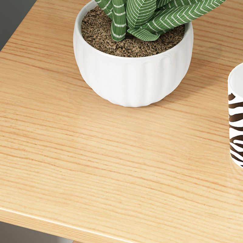 Modern Wood End Slide Table Double Tier Corner Table with Storage