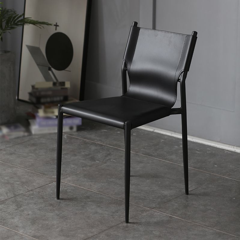Industrial Style Leather Dining Chairs Solid Back Armless Dining Side Chairs (Set of 2) Clearhalo ' kitchen&dining_furn' 'Dining Chairs' 'Dining Tables & Seating' 'dining_chair' 'furn' 'furn_dining_chair' 'Furniture' 'furniture_dining_chair' 'Kitchen & Dining Furniture' 'kitchen' 1200x1200_d5450726-4aa3-41f9-9152-c9b723568129