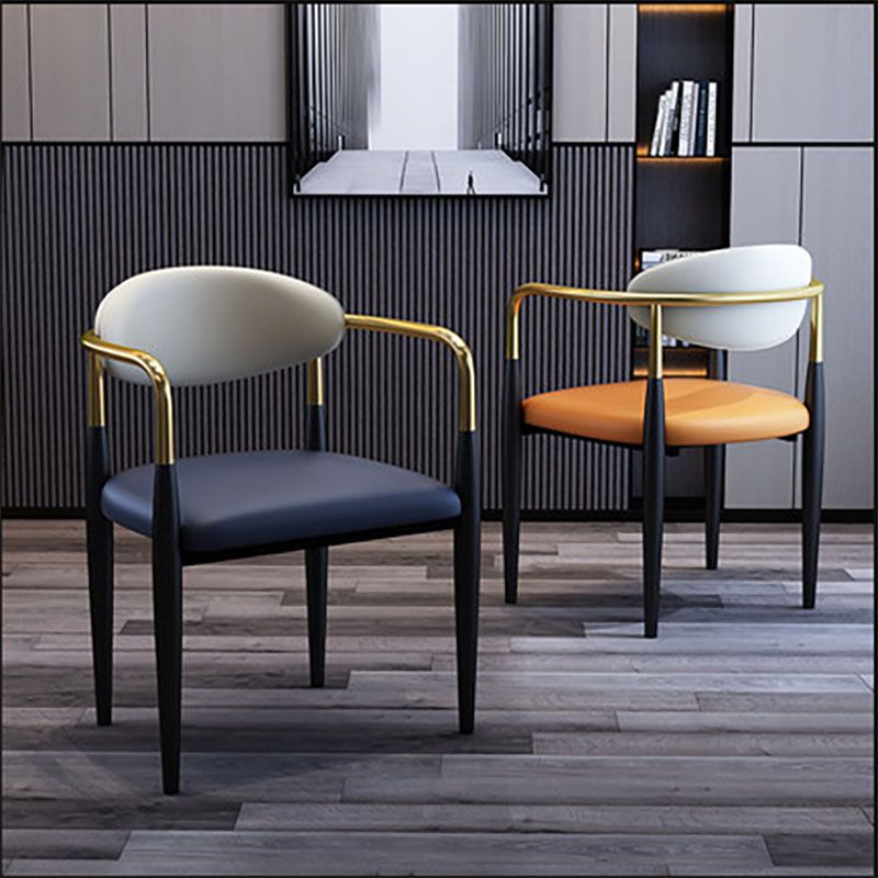 Contemporary Style Chairs Kitchen Arm Side Chair with Metal Legs Clearhalo 'Dining Chairs' 'Dining Tables & Seating' 'dining_chair' 'furn' 'furn_dining_chair' 'Furniture' 'furniture_dining_chair' 'Kitchen & Dining Furniture' 1200x1200_d54b5e22-4b95-4cec-ad47-d1cc7a24ec89