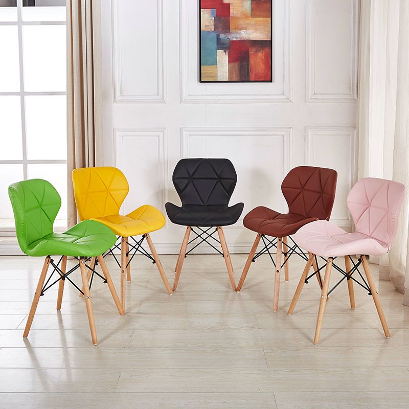 Nordic Leather Side Dining Chairs Wingback Armless Chair with Wood Legs Clearhalo ' kitchen&dining_furn' 'Dining Chairs' 'Dining Tables & Seating' 'dining_chair' 'Furniture' 'furniture_dining_chair' 'Kitchen & Dining Furniture' 'kitchen' 1200x1200_d54c6ae4-77d0-4b8c-add1-9c9353ba1632