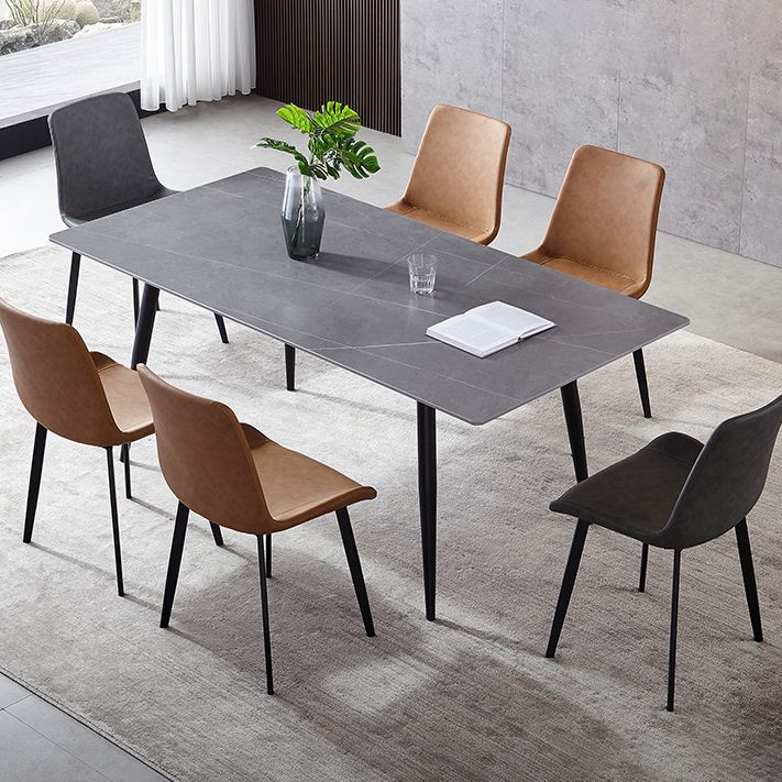 Sintered Stone Grey Tone Table Industrial 4 Legs Table for Dining Room Clearhalo ' dining_table' 'Dining Tables & Seating' 'Dining Tables' 'furn' 'furn_dining_table' 'Furniture' 'furniture_dining_table' 'Kitchen & Dining Furniture' 'kitchen&dining_furn' 'kitchen' 'kitchen_dining_table' 1200x1200_d54d46a0-eab6-44d9-8ca6-e8ba0b73ac22