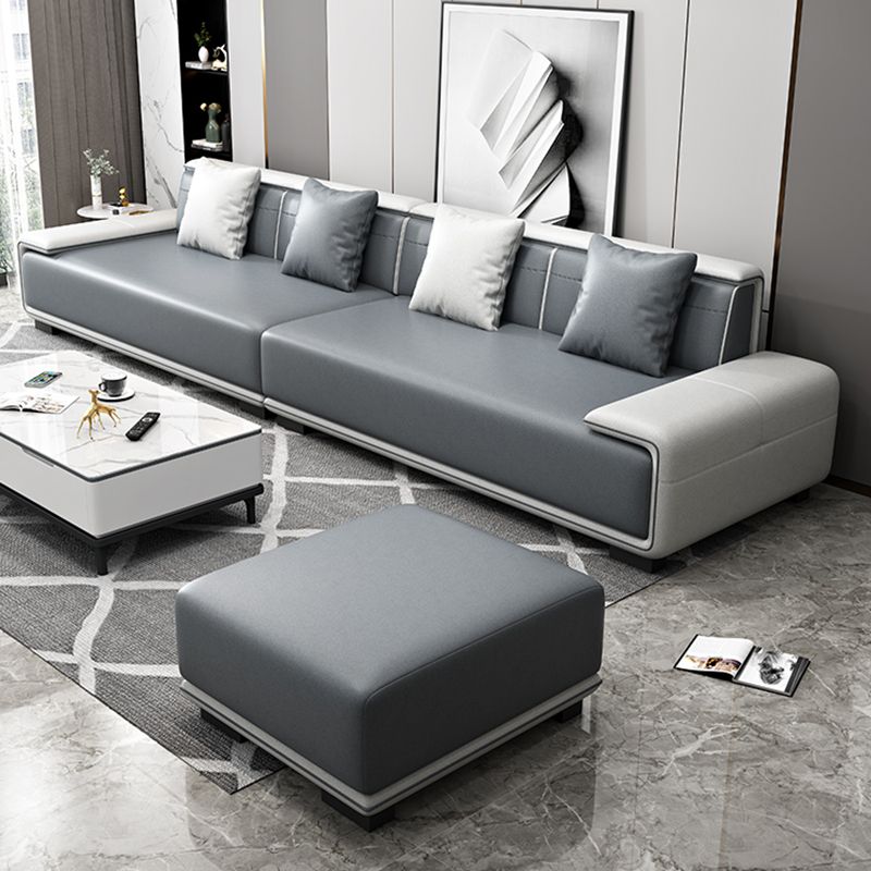29"H Scandinavian Sectional Sofa Leather Grey Sectionals with Bostol Pillows Clearhalo 'furn' 'furn_sectionals' 'Furniture' 'Living Room Furniture' 'Sectionals' 1200x1200_d54d80ab-4973-433d-931d-e380733957b7