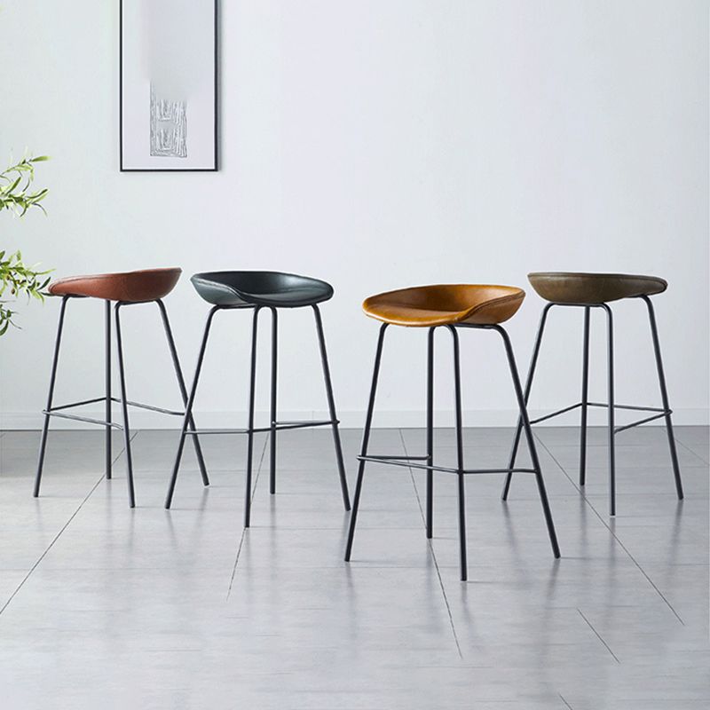 Industrial Metal Distressed Barstool Indoor Tall Stool with Leather Seat Clearhalo 'Bar Furniture' 'Bar Stools' 'bar_stools' 'furn' 'furn_bar_stools' 'furniture_bar_stools' 'Kitchen & Dining Furniture' 'kitchen&dining_furn' 'kitchen' 'kitchen_furn' Furniture' 1200x1200_d54deb2a-96dc-437e-8ff7-50d671063db6