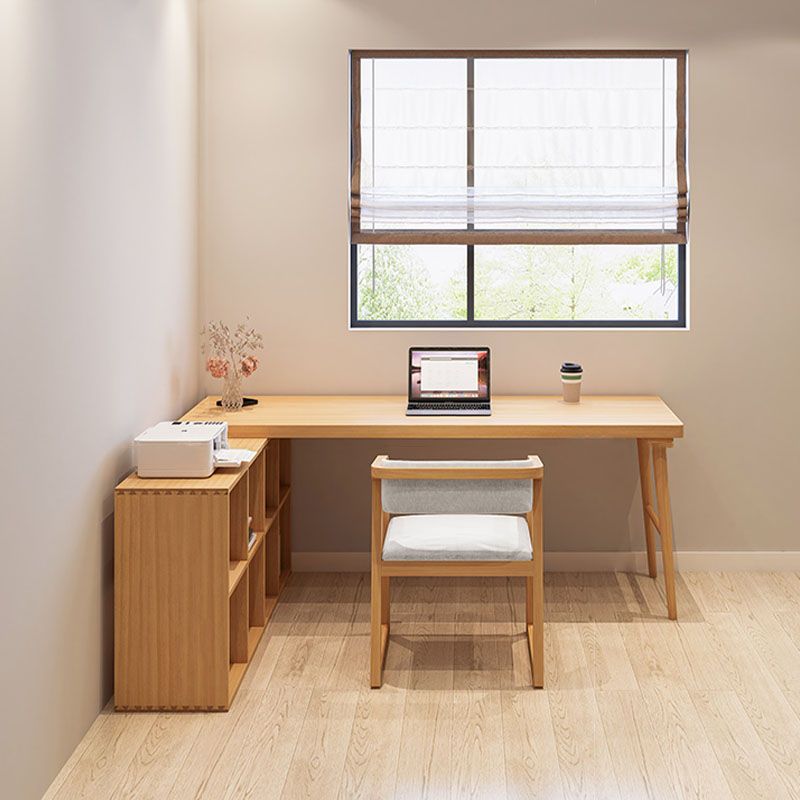 Solid Wood Rectangular Writing Desk Modern Office Meeting Desk with Bookcase Clearhalo 'furn' 'furn_office_desk' 'Furniture' 'Office Desks' 'Office Furniture' 'office_desk' 1200x1200_d54f3289-9a19-4c4e-b9de-ab787122858c