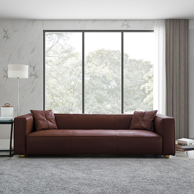 24.80"H Genuine Leather Square Arm Sofa with Tight Back for Living Room Clearhalo 'furn' 'furn_sofas' 'Furniture' 'furniture_sofas' 'kitchen' 'kitchen_sofas' 'Living Room Furniture' 'Sofa' 'sofas' 1200x1200_d54fb1bf-454c-48f1-be4c-55b1ac5d5c7c