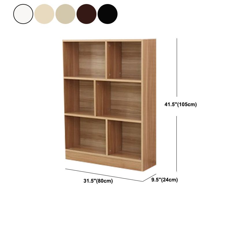 Closed Back Wooden Bookcase Matter Finish Modern Standard Bookshelf