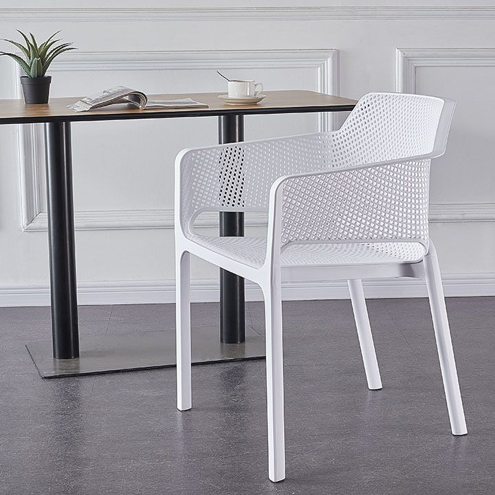 Contemporary Dining and Accent Chairs Matte Finish Plastic Solid Back Arm Chair Clearhalo ' kitchen&dining_furn' 'Dining Chairs' 'Dining Tables & Seating' 'dining_chair' 'furn' 'furn_dining_chair' 'Furniture' 'furniture_dining_chair' 'Kitchen & Dining Furniture' 'kitchen' 1200x1200_d550798c-8c92-4652-8a09-e9a4b5cf2e3e