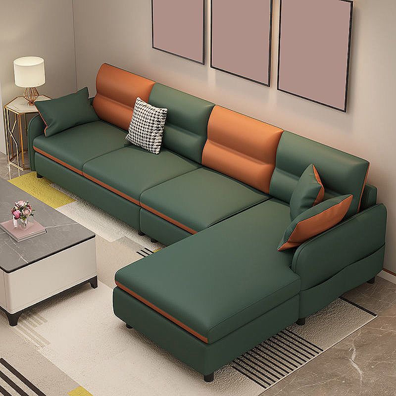 Living Room Cushion Back Sofa Contemporary Stain-Resistant Faux Leather Sectional Clearhalo 'Furniture' 'furniture_sectionals' 'kitchen' 'kitchen_sectionals' 'Living Room Furniture' 'Sectionals' 1200x1200_d5536fbc-ed8a-4460-a405-2e506698656a