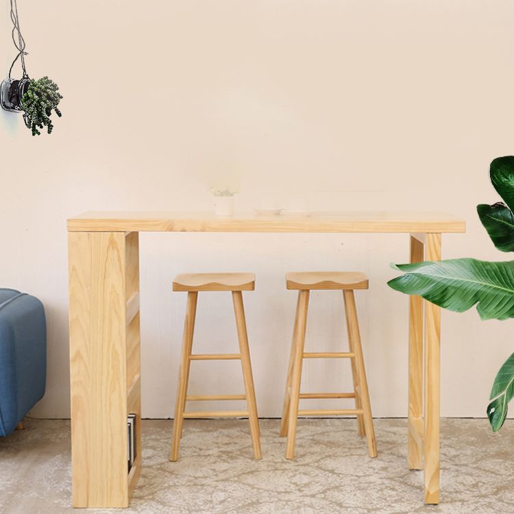 Modern Solid Wood Rectangle Counter Table Natural Storage Bistro Bar Height Cocktail Table Clearhalo 'Bar Furniture' 'Bar Tables' 'bar_tables' 'furn' 'furn_bar_tables' 'Furniture' 'furniture_bar_tables' 'Kitchen & Dining Furniture' 'kitchen&dining_furn' 'kitchen' 1200x1200_d5557b8a-9e7b-4a33-bbb6-ca4f46784cbd