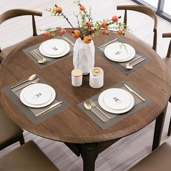 Modern Style Brown Dining Table Round Solid Wood Dining Table with 4 Legs Clearhalo ' dining_table' 'Dining Tables & Seating' 'Dining Tables' 'furn' 'furn_dining_table' 'Furniture' 'furniture_dining_table' 'Kitchen & Dining Furniture' 'kitchen&dining_furn' 'kitchen' 'kitchen_dining_table' 1200x1200_d556b8db-f279-4276-b570-b671781ecfaa