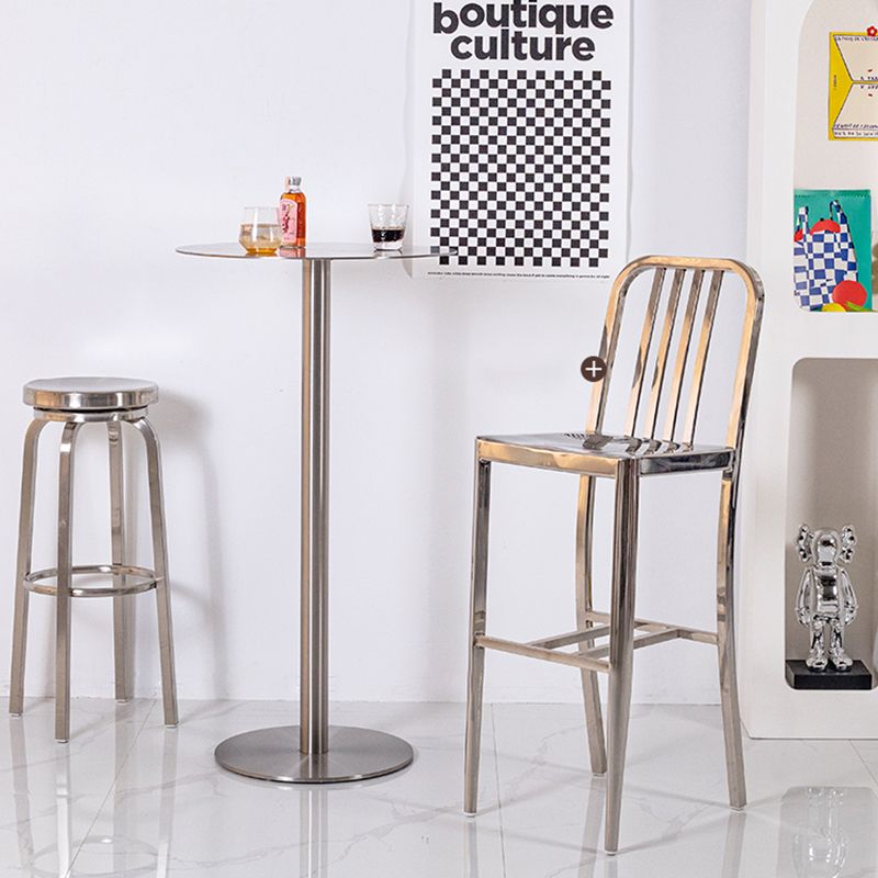 Industrial Metal Bar Dining Table Round Bistro Bar Table with Pedestal Clearhalo 'Bar Furniture' 'Bar Tables' 'bar_tables' 'furn' 'furn_bar_tables' 'Furniture' 'Kitchen & Dining Furniture' 1200x1200_d556df56-0751-43c5-a1f7-60173235858b