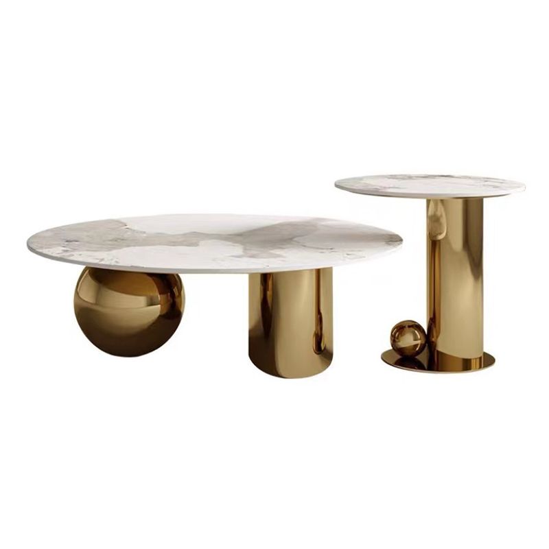 Glam Round Slate Cocktail Table Stainless Steel Abstract Coffee Table Clearhalo 'Coffee & Accent Tables' 'Coffee Tables' 'coffee_tables' 'furn' 'furn_coffee_tables' 'Furniture' 'Living Room Furniture' 1200x1200_d55a2cea-9d71-416d-bd6b-df8bb66851d1