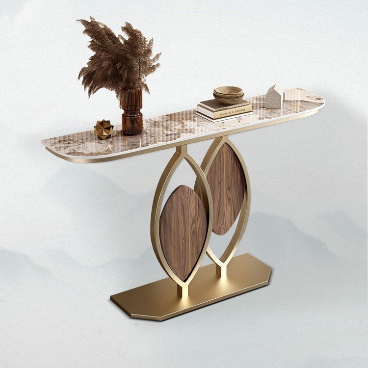 Glam Golden Base Console Tafel met halve maan Wtone top voor hal