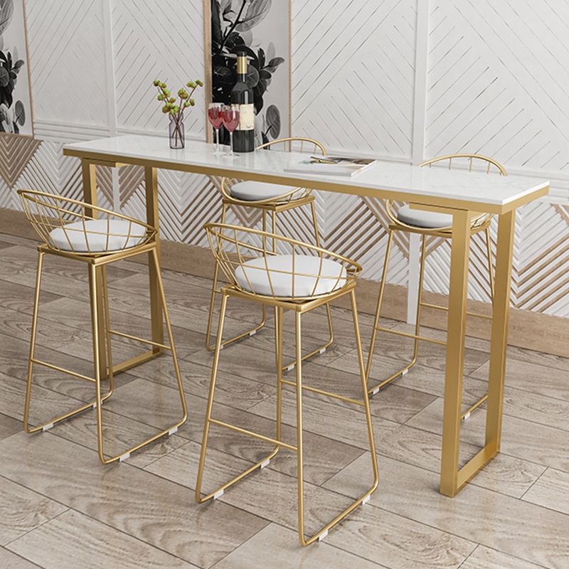 Glam Bar Height Table Faux Marble Top Bistro Table with Sled Base Clearhalo 'Bar Furniture' 'Bar Tables' 'bar_tables' 'furn' 'furn_bar_tables' 'Furniture' 'Kitchen & Dining Furniture' 1200x1200_d55b4b2b-cde7-4d9f-a610-7c877cc6b7e5
