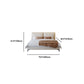 Genuine Leather Modern Panel Bed Pine Wood Standard Bed with Headboard