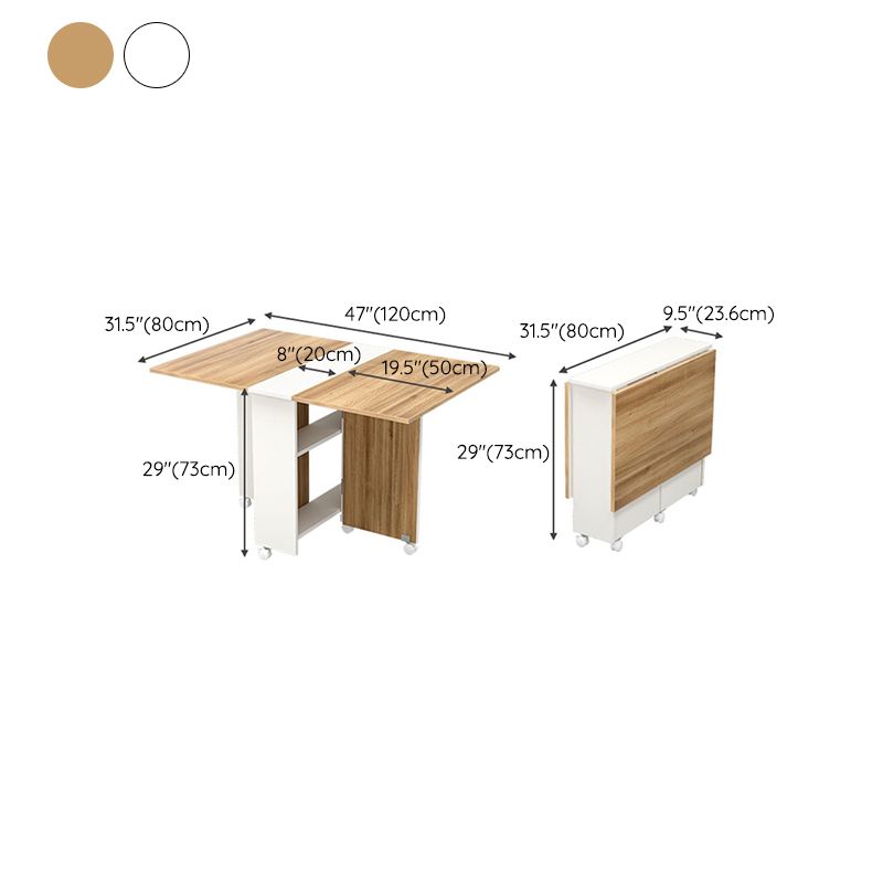 Modern Folding Dining Table Rectangle Wooden Tabletop with Storage Clearhalo 'Dining Tables & Seating' 'Dining Tables' 'dining_table' 'furn' 'furn_dining_table' 'Furniture' 'Kitchen & Dining Furniture' 1200x1200_d55f3d02-856e-4b73-ae94-5594636b2065