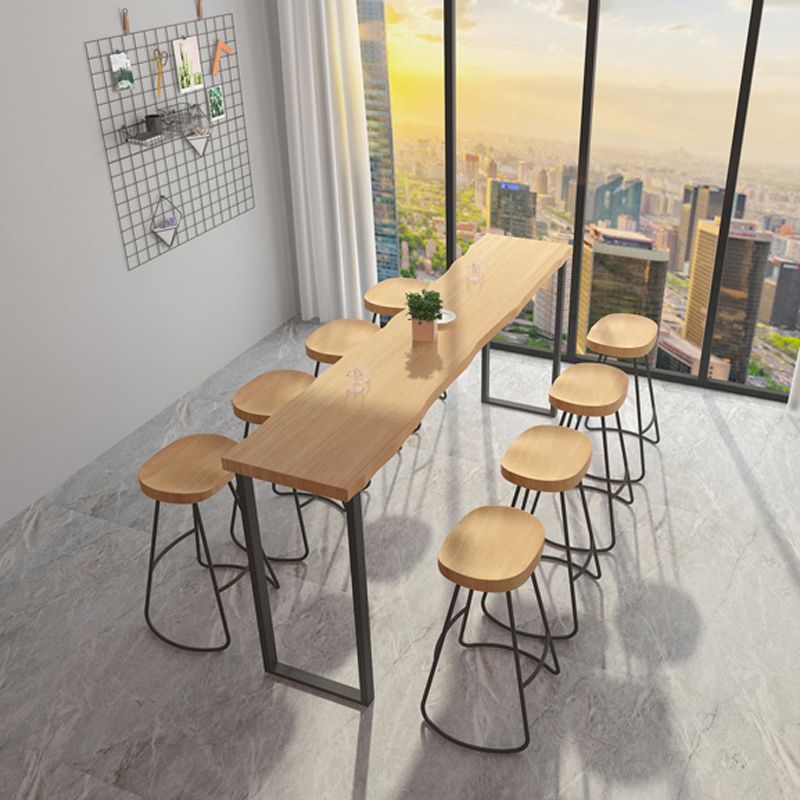 Ensemble de Table de Bar rectangulaire en bois massif, Table de comptoir 1/5/9 pièces avec tabourets sans dossier