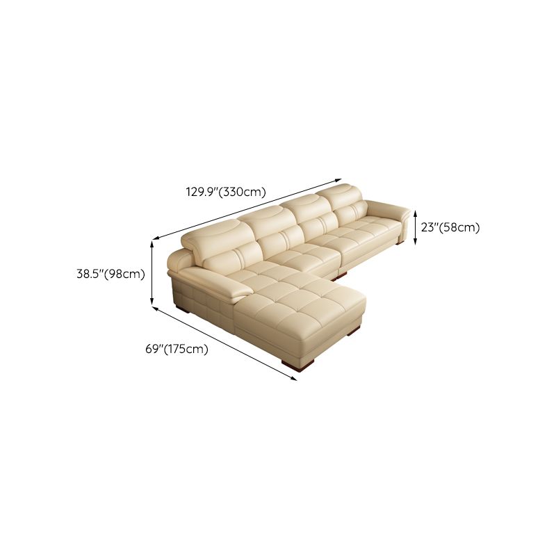 38 "H Hedendaagse sectionele sofa beige leer getuft sectional