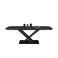 Mesa rectangular de estilo industrial, mesa de piedra sinterizada con patas de metal para cocina