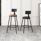 Industrial Armless Backrest Counter Stool Iron Dining Room Bar Stool with Seat and Pedal