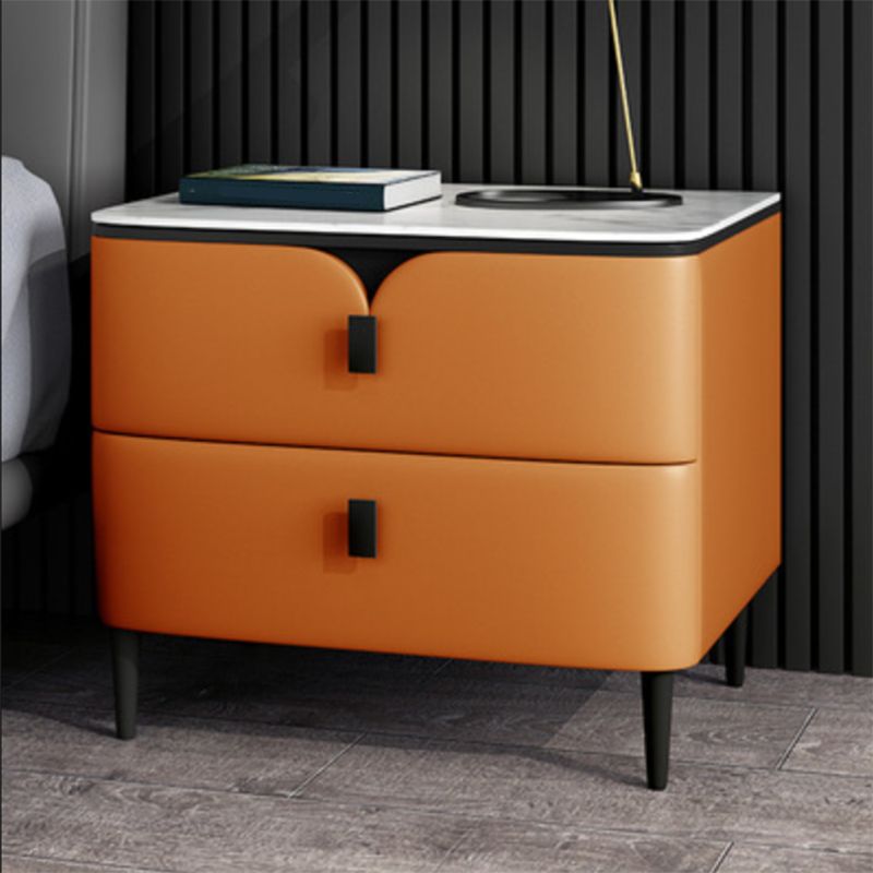 Modern Stone Top Top a 2-Drawer Storage da 18 pollici H Tavolo da notte con gambe