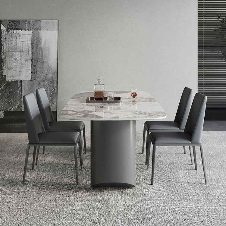 Silberbein zeitgenössischer Kunstleder -Esszimmerstuhl für Zuhause