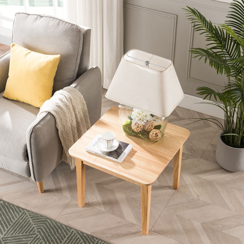 Modern Square End Table Solid Wood Top 4 Legs Sofa End Side Table