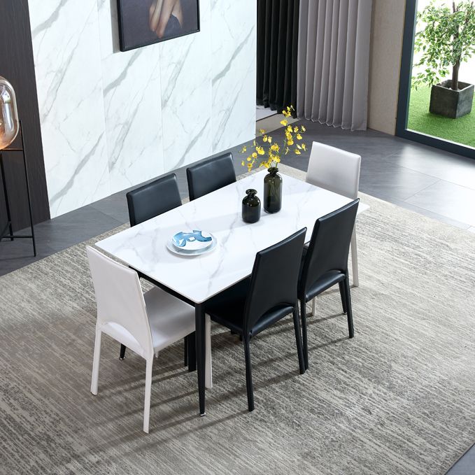 Rectangle Sintered Stone Dining Table Industrial Style 4 Legs Table for Home Clearhalo ' dining_table' 'Dining Tables & Seating' 'Dining Tables' 'furn' 'furn_dining_table' 'Furniture' 'furniture_dining_table' 'Kitchen & Dining Furniture' 'kitchen&dining_furn' 'kitchen' 'kitchen_dining_table' 1200x1200_d56c8c7e-c433-4047-89b9-91d4c7708698