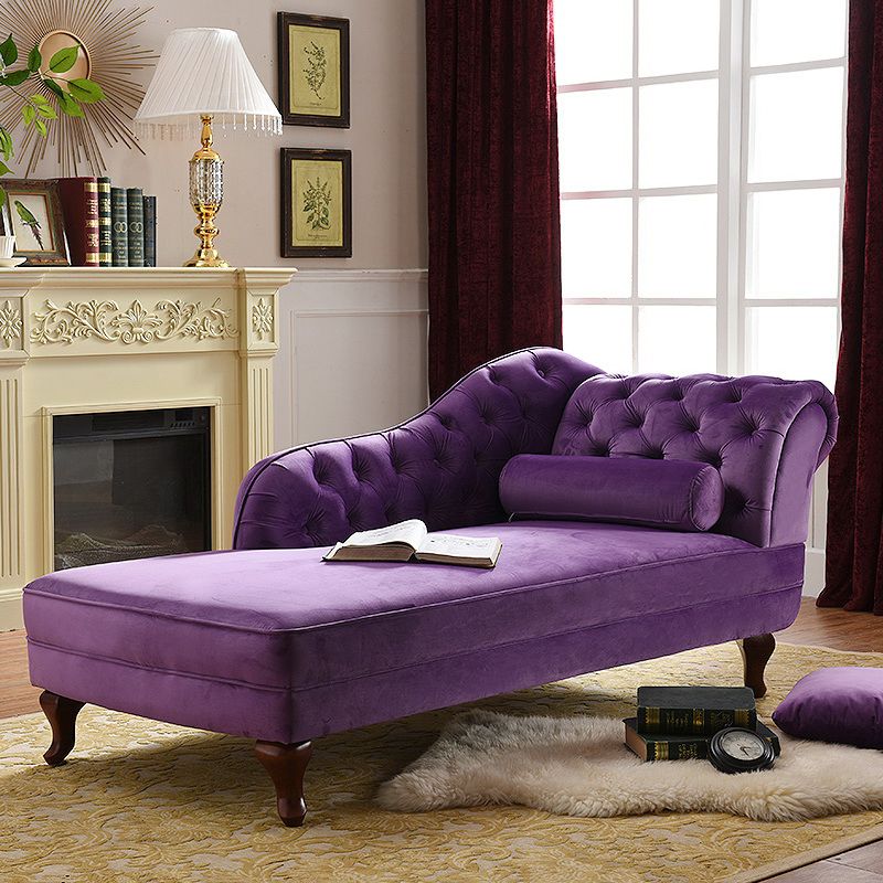 Traditional Micro-velvet Chaise Lounge Chair with One Arms, Upholstered Accent Chair Clearhalo 'Chairs & Seating' 'Chaise Lounge' 'chaise_lounge' 'furn' 'furn_chaise_lounge' 'Furniture' 'Living Room Furniture' 1200x1200_d56d45f8-384a-41c9-8d3f-a3acd34249d3