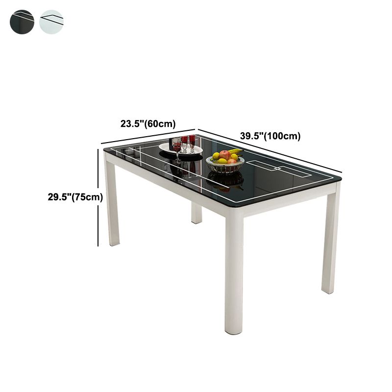 Modern White Glass Dining Table Rectangle Dining Table for Kitchen Clearhalo 'Dining Tables & Seating' 'Dining Tables' 'dining_table' 'furn' 'furn_dining_table' 'Furniture' 'Kitchen & Dining Furniture' 1200x1200_d5701e4f-2aaa-4459-88ff-7c478973d24a