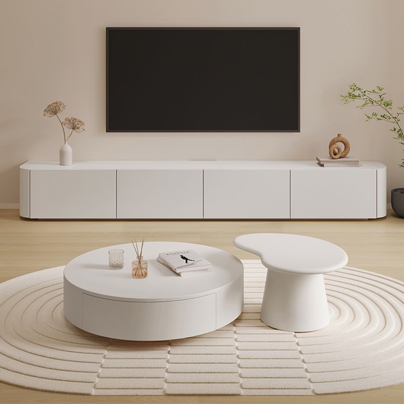 Contemporary TV Stand Enclosed Storage White Wood TV Media Console with Storage Clearhalo 'furn' 'furn_tv_stands_entertainment_centers' 'Furniture' 'Living Room Furniture' 'TV Stands & Entertainment Centers' 'TV Stands & Media Storage Furniture' 'tv_stands_entertainment_centers' 1200x1200_d570ae9f-ea46-4418-8cbf-53d4f0061f6b