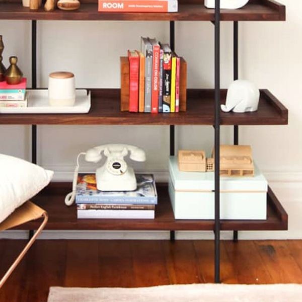 Modern Solid Wood Bookshelf Brown Etagere Open plank Verticale boekenkast